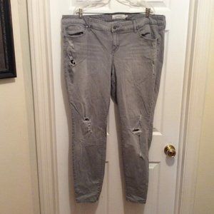 Torrid Jeans 22 Gray Slim Leg Distressed Holes